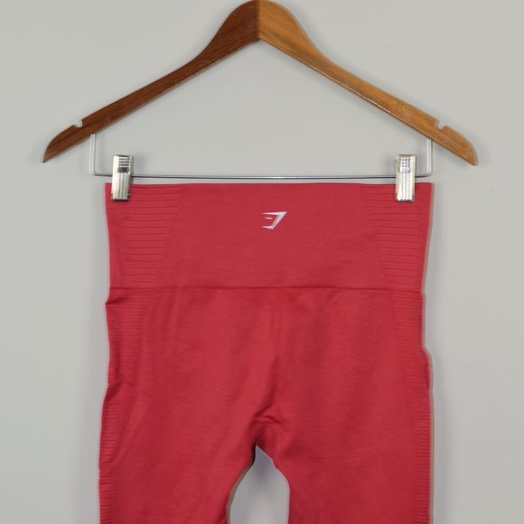 Gymshark Energy + Seamless Coral Red Cropped Perforated Leggings - Picture 5 of 7